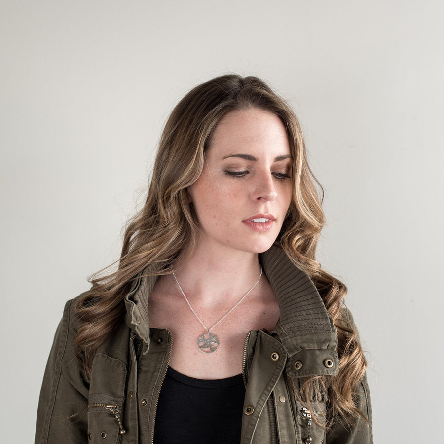 Large Round Map Necklace