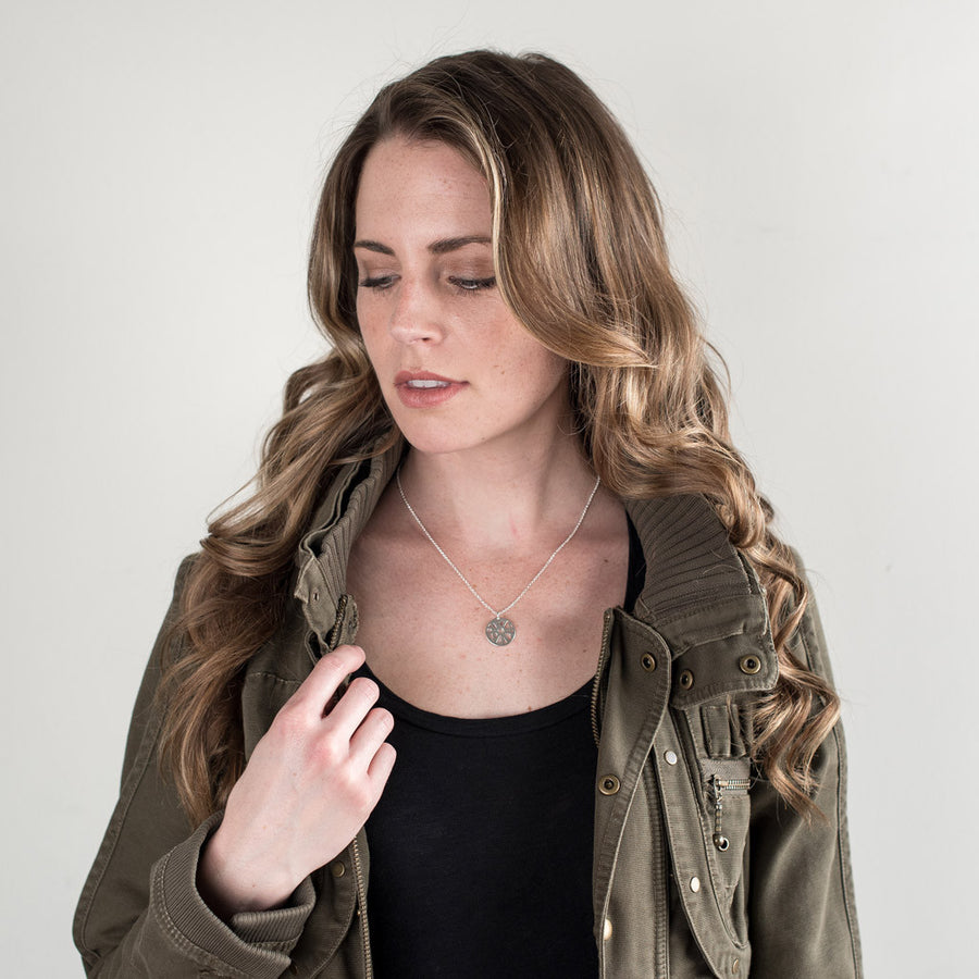 Small Round Map Necklace